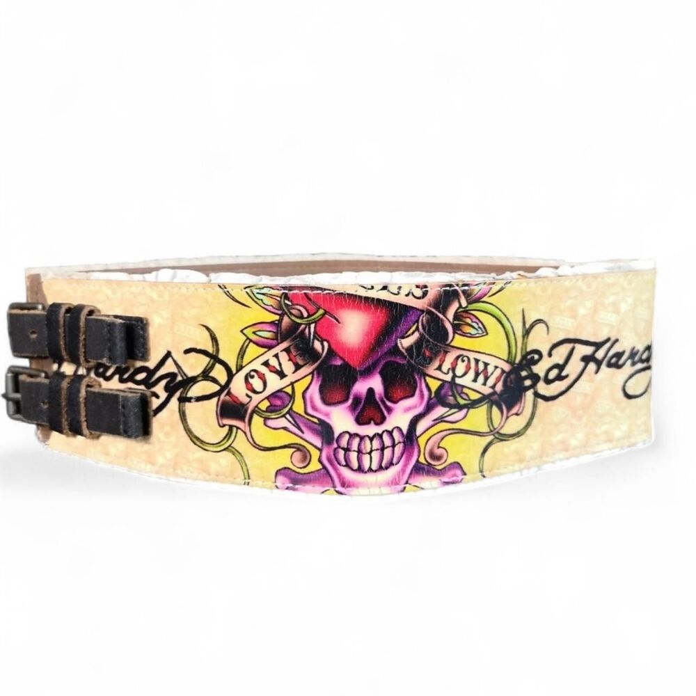 Ed Hardy Y2K Leather Belt EH3150 Size M - Picture 2 of 8